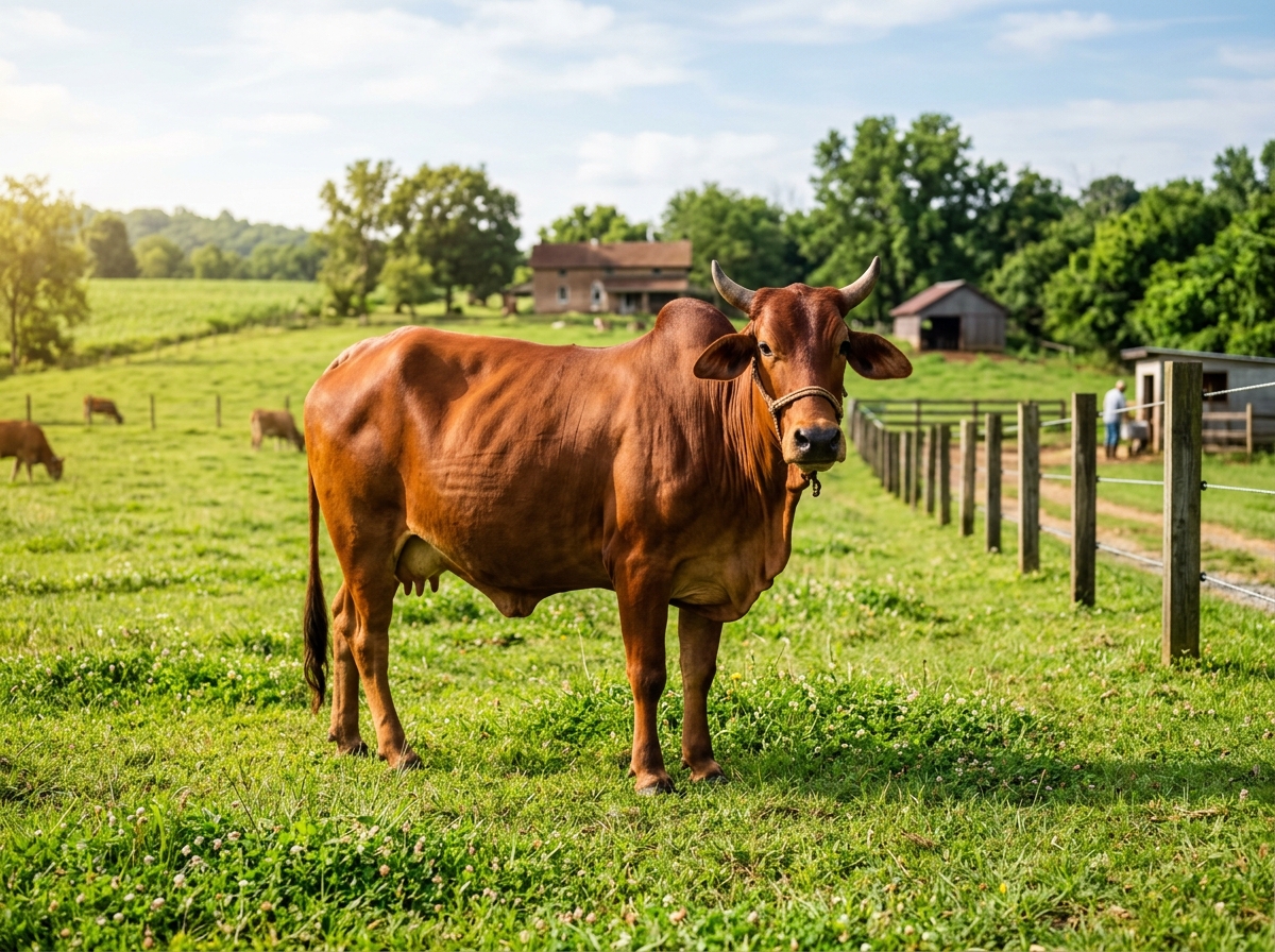 Real Indian Indigenous Desi Cow in Pasture