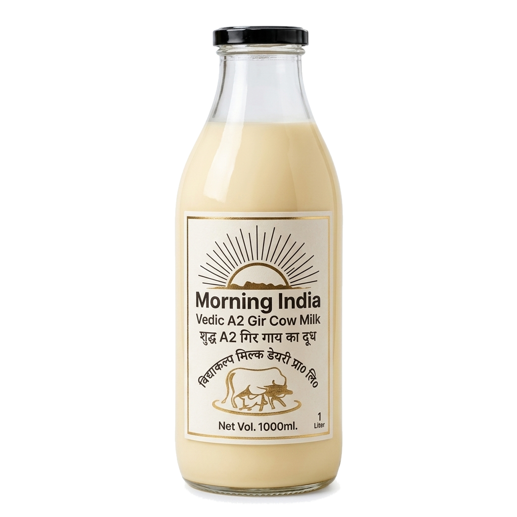 MorningIndia Authentic A2 Gir Cow Milk in Glass Bottle